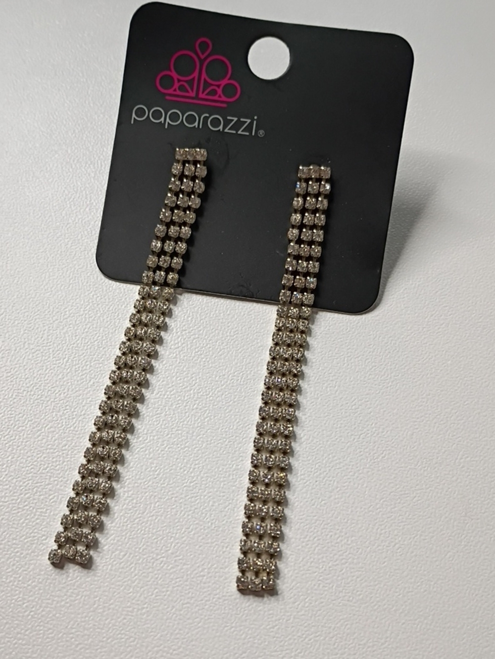 paparazzi Silver Rhinestone Long Linear Hair Clips